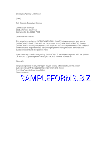 Sample Employment Verification Letter docx pdf free